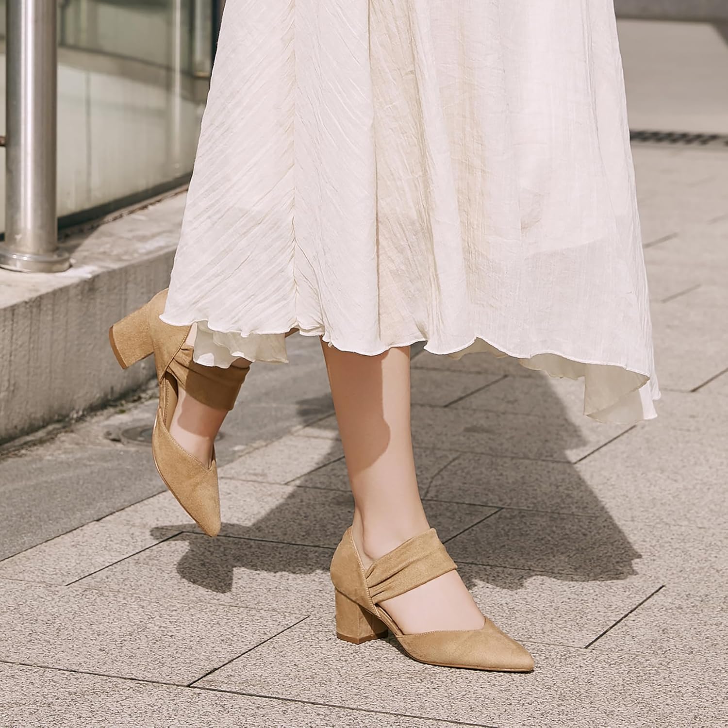 Women's Pumps Closed Toe Low Chunky Heels Dress Shoes for Women Comfortable Dressy Party Wedding Bridal Shoes - Image 3