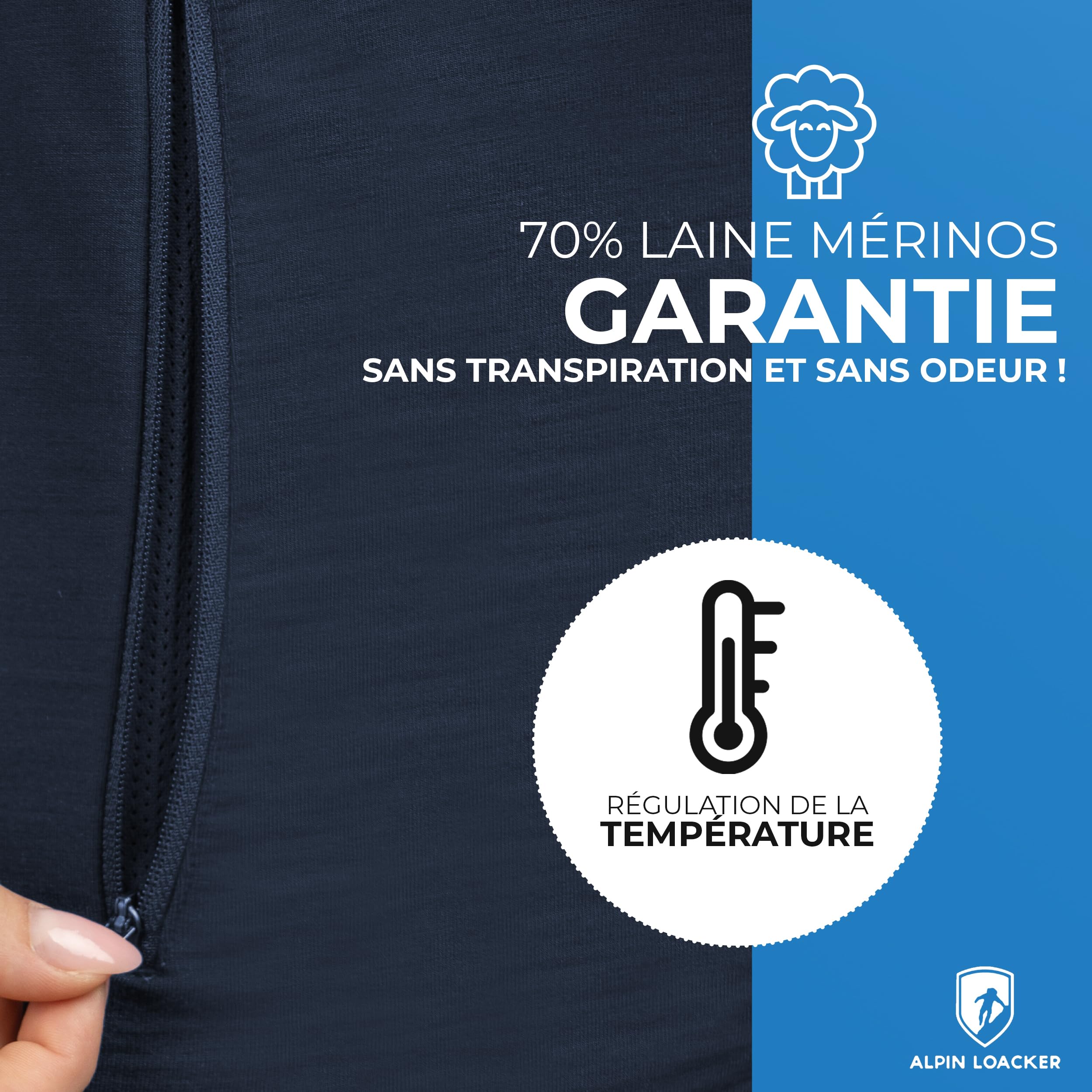 ALPIN LOACKER Veste mérinos pour femmes 270 g/m² pour l'extérieur et les loisirs