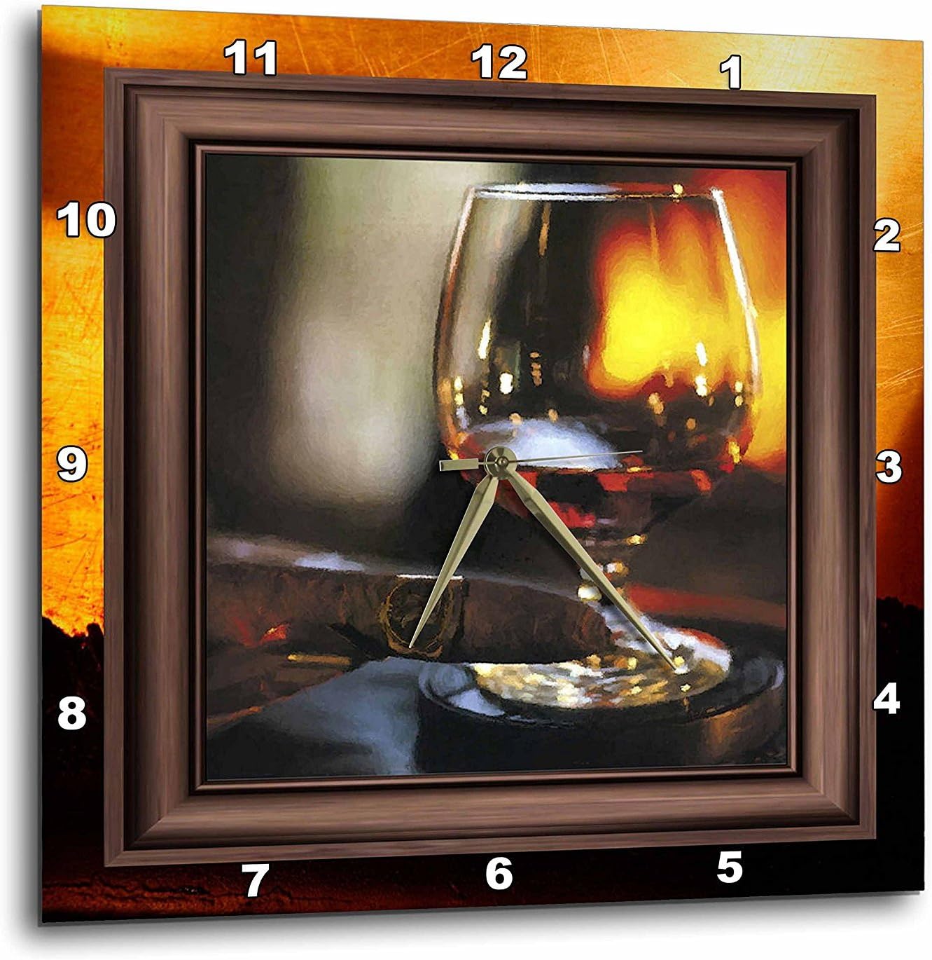 Susan Brown Designs Cognac and Cuban Cigar Wall Clock, 10 by 10-Inch