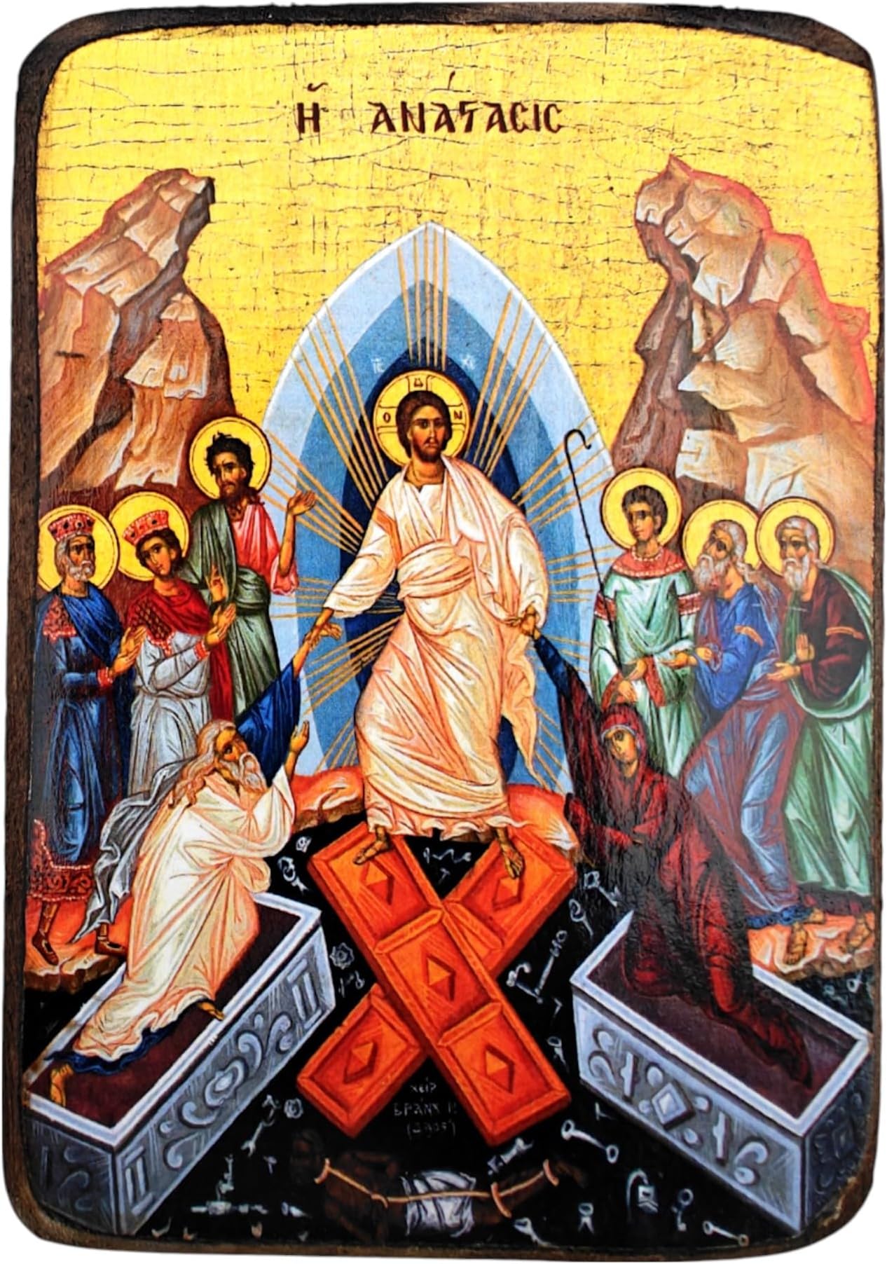 - Wooden Greek Christian Orthodox Wood Icon of the Resurrection / A0