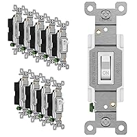 Vista 8 de ENERLITES Interruptor de luz de palanca con placa de pared sin tornillos, polo único, 15 A 120-277 V, tornillo de conexión a tierra, grado Blanco