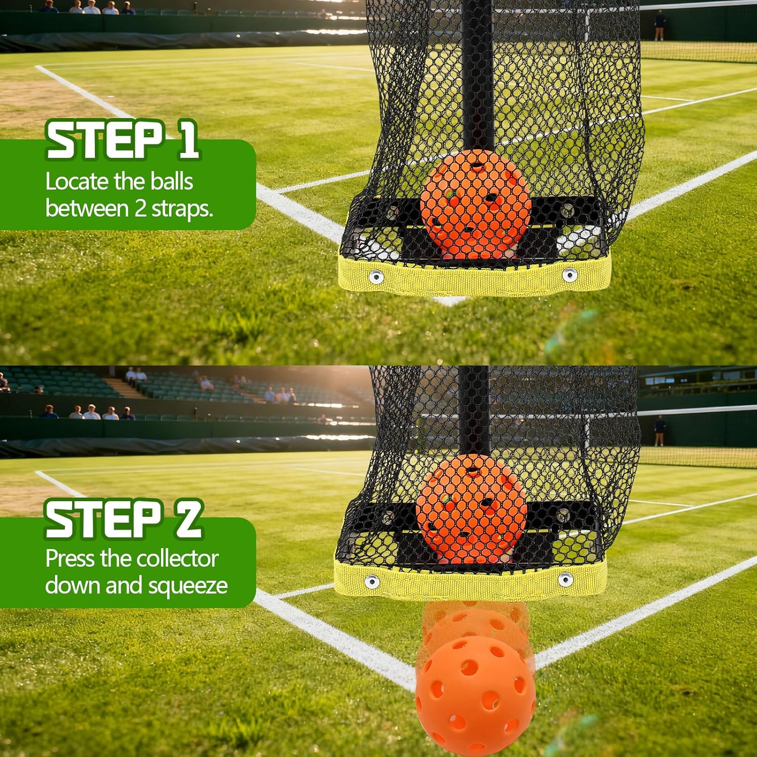 Arrowbash Pickleball Tennis Ball Foldable Picker Upper with Bag 30 Pickleball Portable Retriever Holder Basket 42 Tennis Ball Lightweight Collector Hopper for Easy Collection Storage
