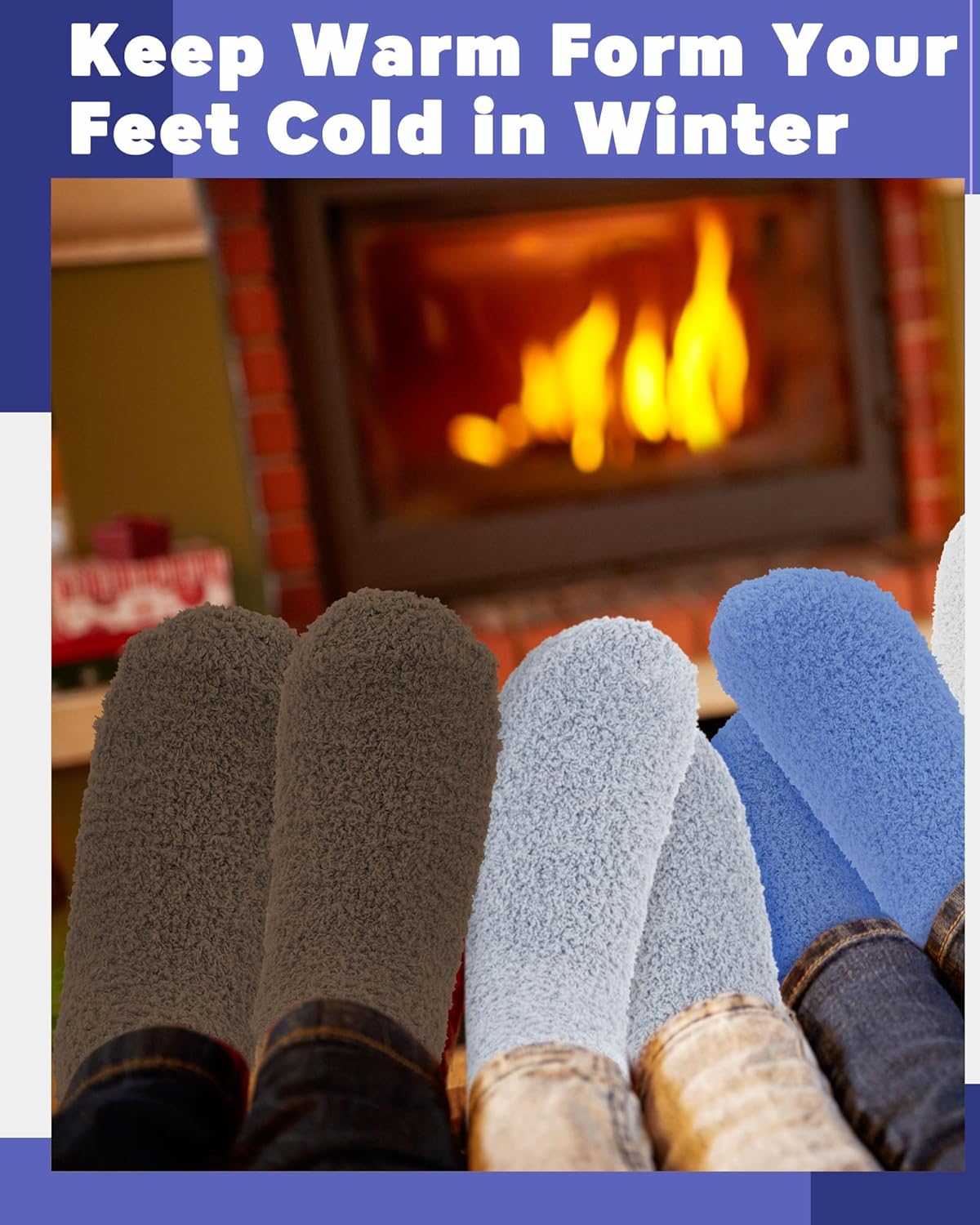 Taiyin 50 Pairs Mens Fuzzy Socks Bulk Cozy Fluffy Slipper Socks Winter Warm Soft Plush Microfiber Christmas Gifts - Image 7