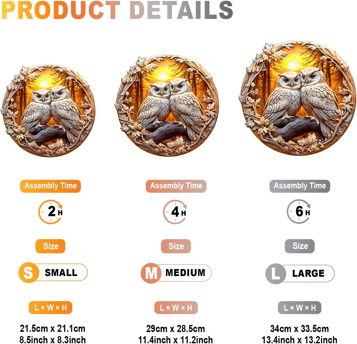 Wooden Puzzles for Adults - Couple Owl Wooden Jigsaw Puzzle - Unique Animal Shaped Wood Puzzles Adult - Christmas Birthday Gifts for Adults/Friends/Family - 200pcs 11.4 * 11.2in