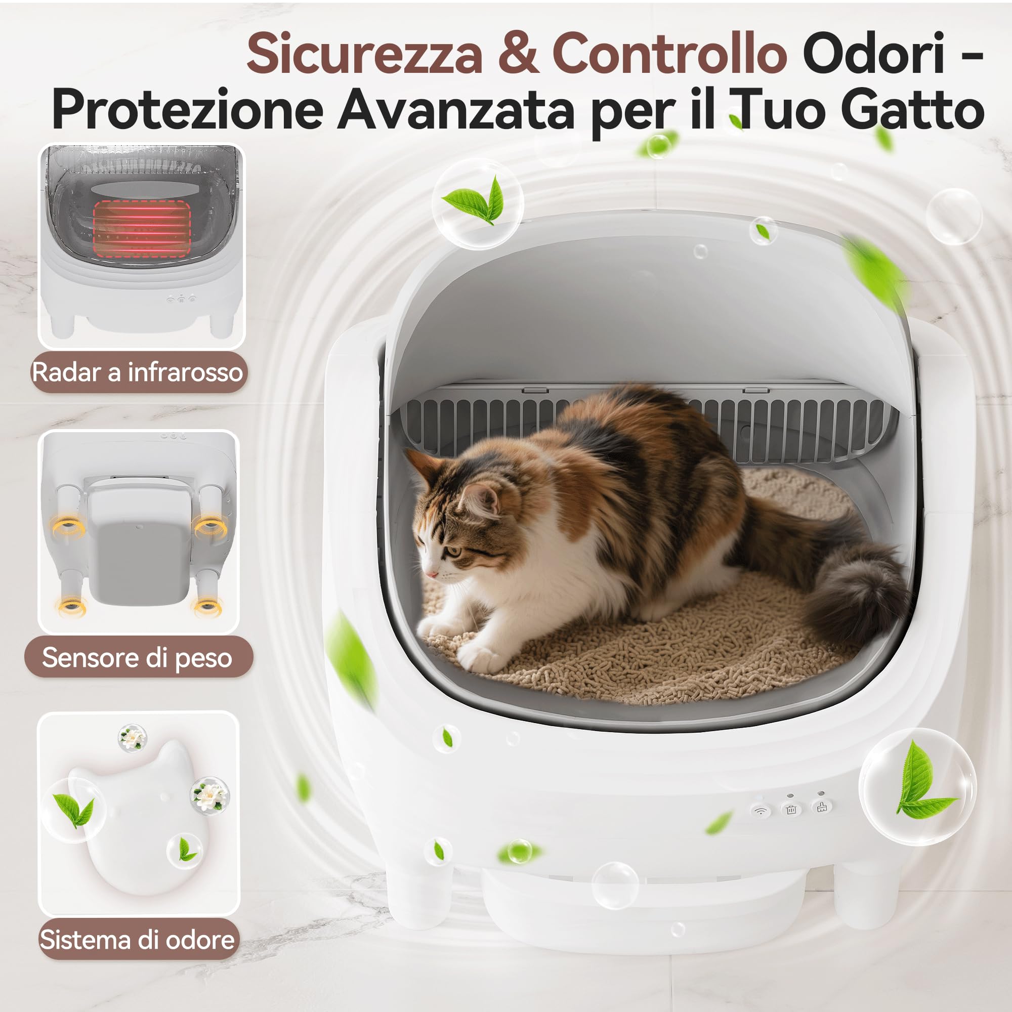 JUMMICO lettiera gatto autopulente，12L lettiera autopulente per gatti xxl