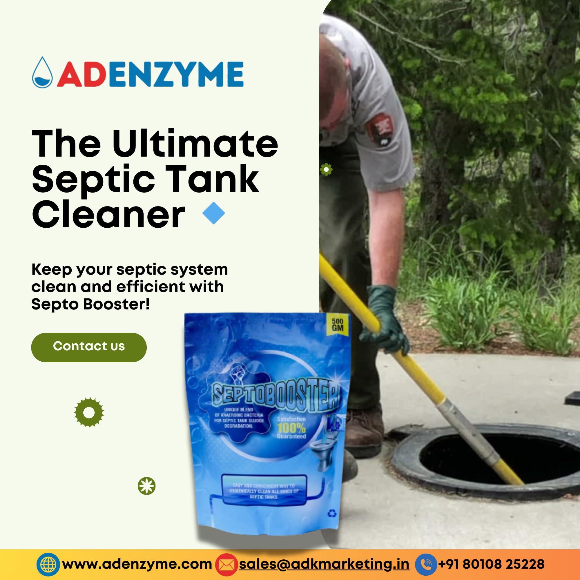 Septo Booster- Unique Blend of Anaerobic bacteria for Septic tank sludge degradation (500 gm)