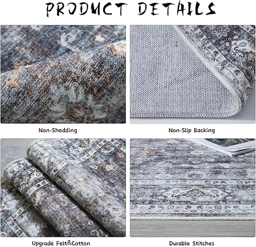 Miniatura 97 de Rugcomf Tapete para puerta interior, 2 x 3, lavable a máquina, tapete antideslizante de pelo bajo, para entrada, cocina, puerta principal, entrada