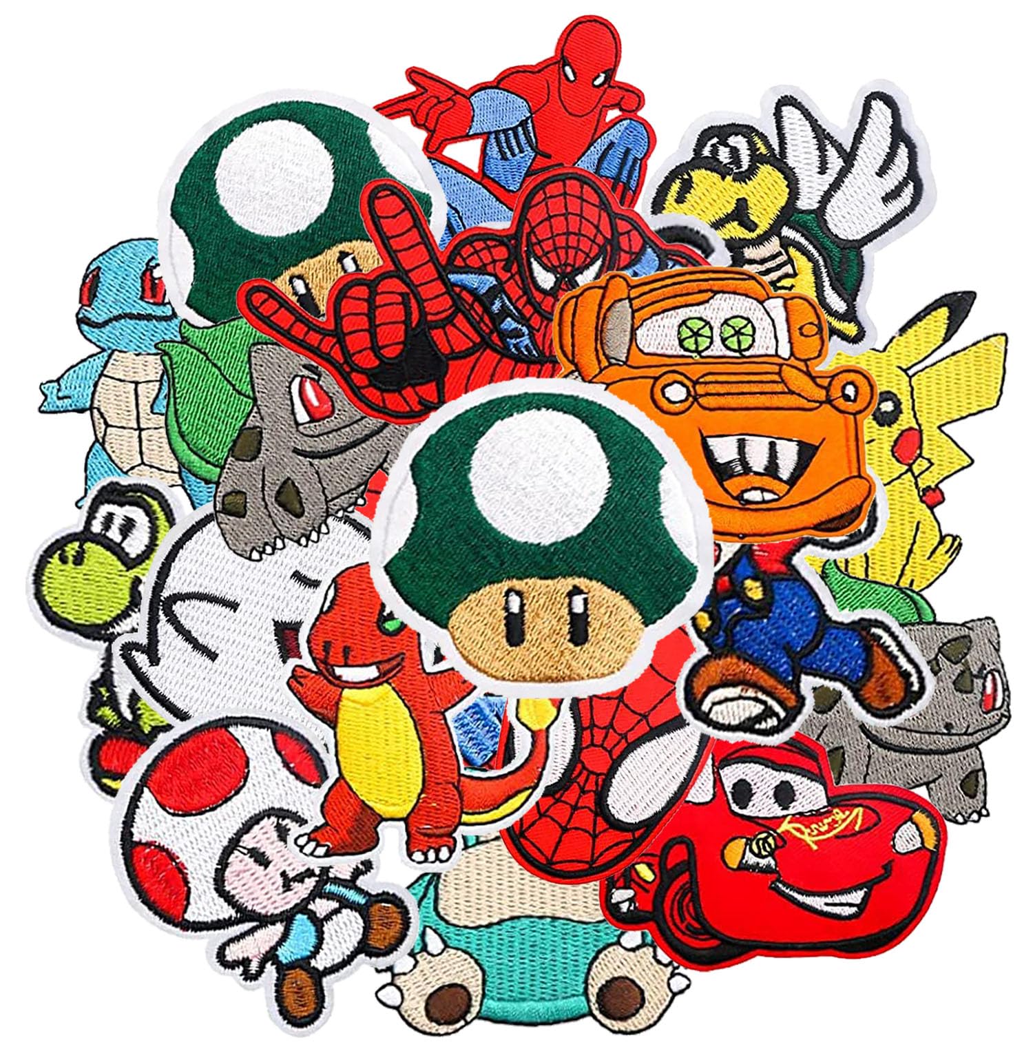 Photo 1 of 18 Pieces Anime Patches Embroidered Applique Patches,Sew on Iron on Patches Fabric Repair Patch for Kids Adult Clothes Jeans Jackets Hats Shoes Backpacks