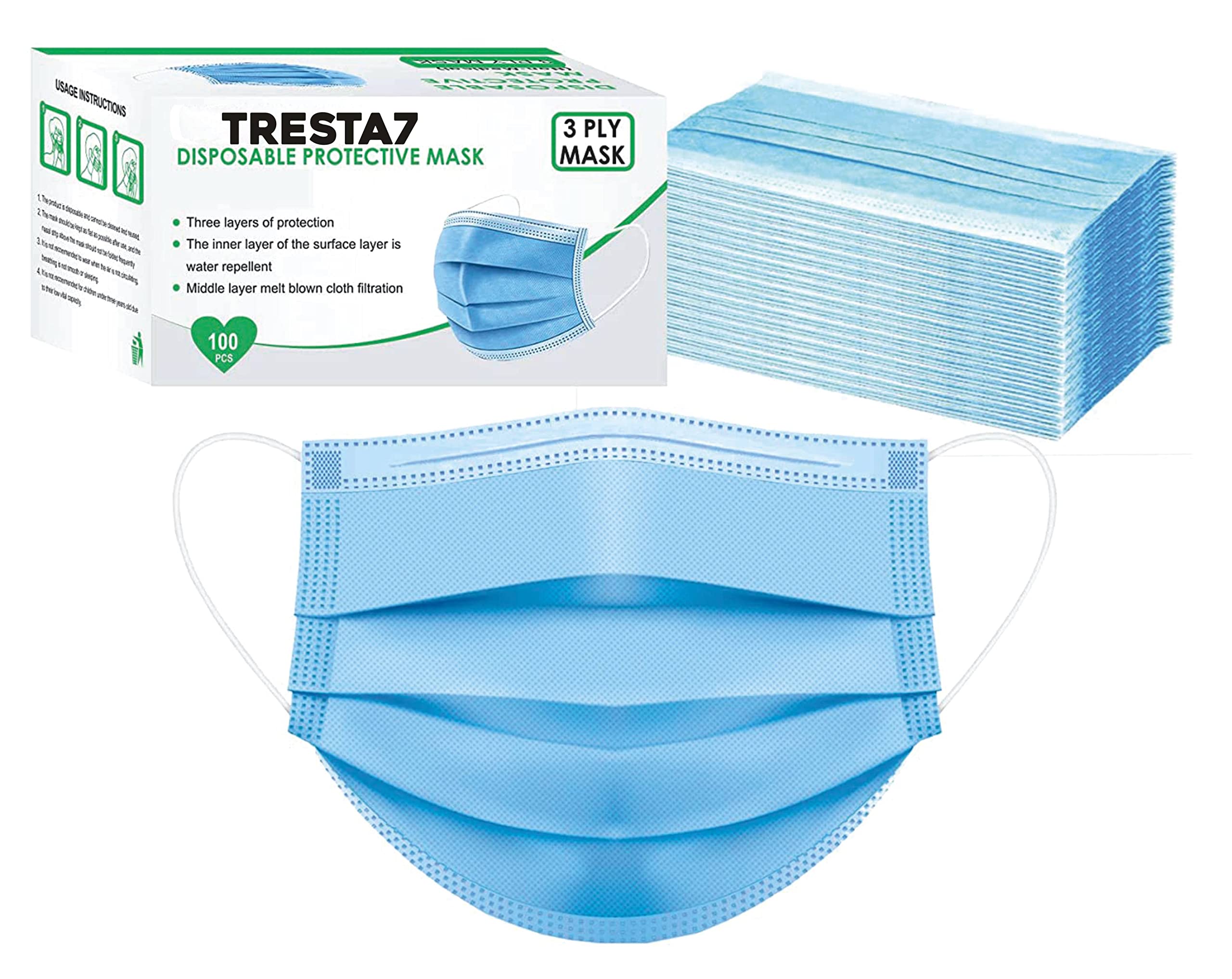 Tresta7 Polypropylene Disposable Face Mask (Blue, With Valve, 100 Pieces) for Unisex (B093F2Z86T) Amazon Price History, Amazon Price Tracker