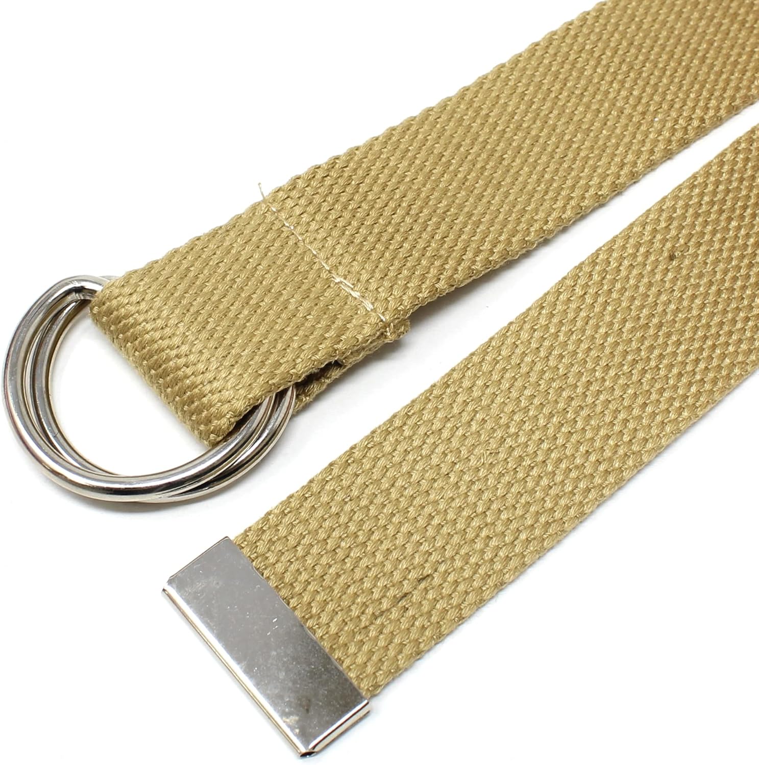 Thin Web Belt Double D-Ring Buckle 1.25" Wide with Metal Tip Solid Color - Image 2