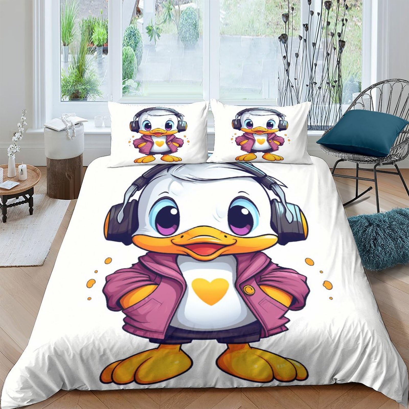 Housse de couette respirante 200x200 parure de lit pingouin anti-transpiration