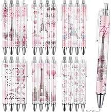 Wxiben Paris Travel Ballpoint Pens - 24Pcs Paris Souvenirs Gifts French City Travel Pens Set Eiffel Tower Retractable Smooth Ball Point Pen France Souvenirs Gift for Office School Stationery Traveler