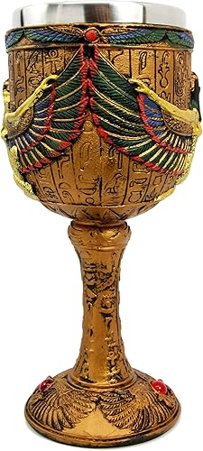 Miniatura 2 de Cáliz de copa de vino de resina Ma'at Maat con alas y alas antiguas egipcias con revestimiento de acero inoxidable
