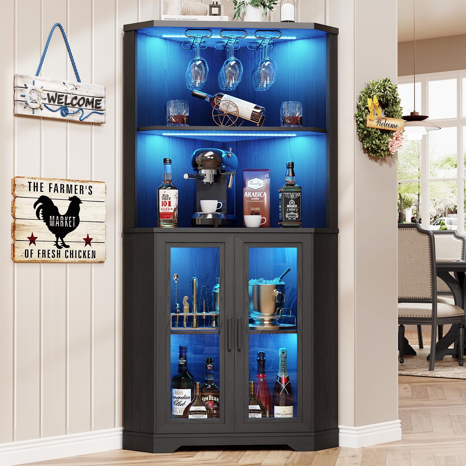 Aauro Home Corner Bar Cabinet