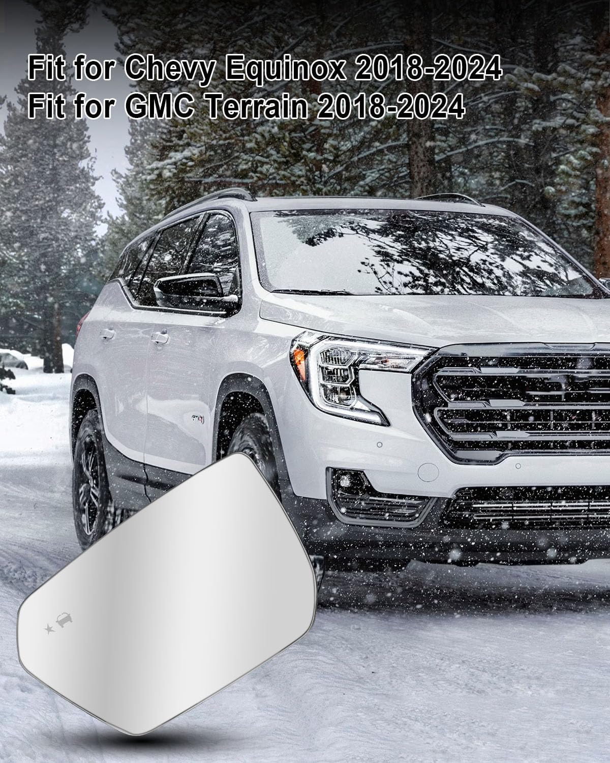 Driver Side Mirror Glass Fit for GMC Terrain Chevy Equinox 2018-2024 Replace 23406428 GM1324207, Left Mirror Glass Lens with Heated Blind Spot Detection