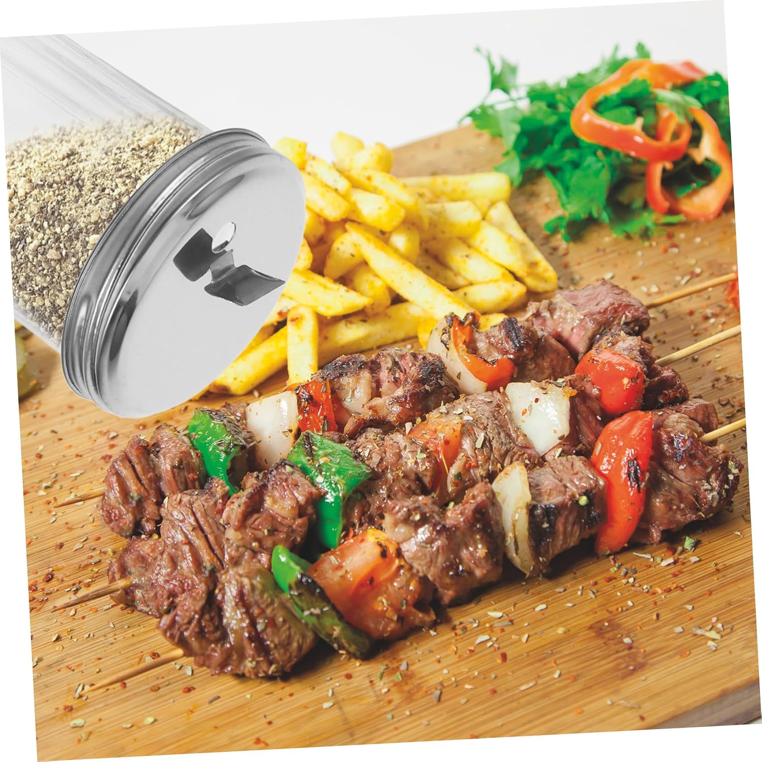 Xmas 4pcs Glass Pepper Shaker Set, 330ml Stainless Steel Lid