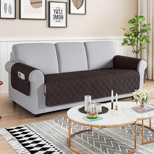 Miniatura 2 de VANSOFY Funda de sofá, funda impermeable y lavable, protector de muebles, funda de asiento antideslizante para perros, mascotas (sofá, chocolate)