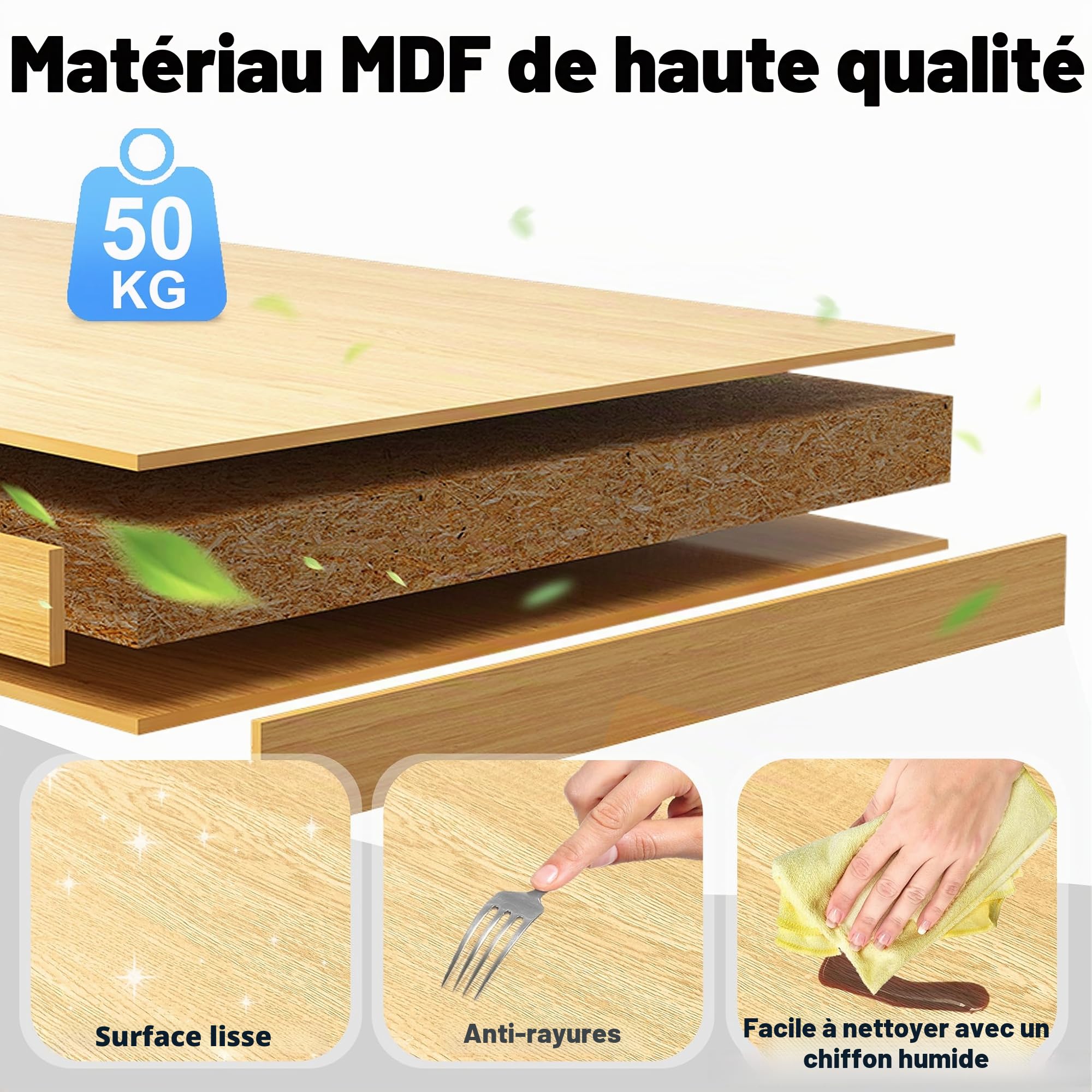 YRHome Îlot de Cuisine à Roulettes | Chariot de Cuisine Mobile en Bois | Table Roulante Multi-rangements | Armoire de Cuisine avec Plan de Travail, Placard, Porte-Serviettes, Support à Épices