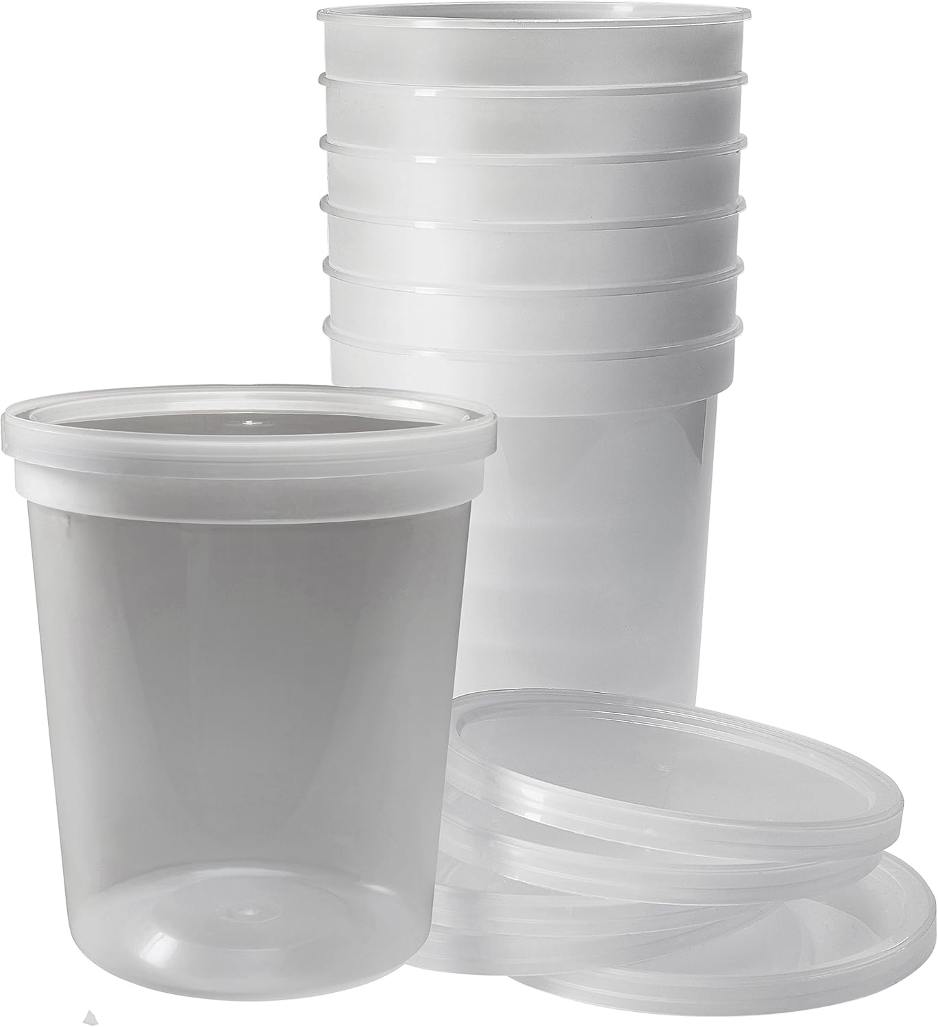 DuraHome - Deli food Storage Containers with Lids 32 oz, Quart Pack of 24 Leak-proof Freezer Safe Microwaveable Soup Storage Container - Clear Plastic Premium Quality : Home & Kitchen