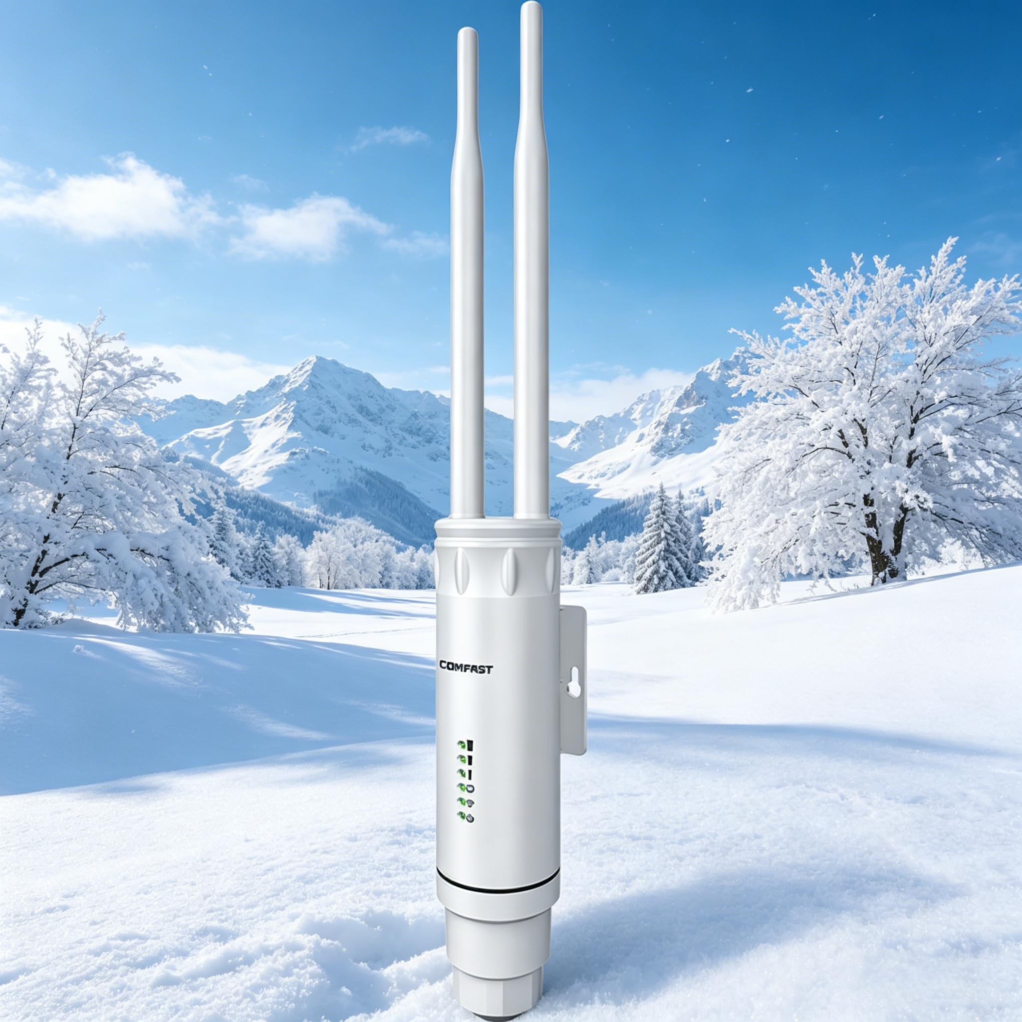 COMFAST Outdoor WLAN Access Point, Outdoor WLAN Repeater, WiFi7 Dualband 3600M, 3 abnehmbare Antennen, 360° Abdeckung, 3 Gigabit Ports-CF-EW87-26/4/16