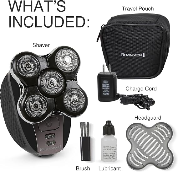 Remington Balder Pro XR7000 Head Shaver for Bald Men, Cordless Electric Razor, 5 Dual Track Rotary Blades, Waterproof Wet/Dry, Lithium Rechargeable, Hair Capture Chamber, Pop-Up Trimmer