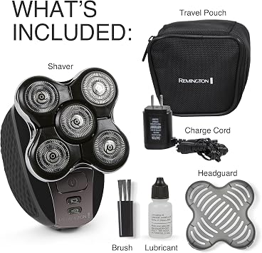 Remington Balder Pro XR7000 Head Shaver for Bald Men, Cordless Electric Razor, 5 Dual Track Rotary Blades, Waterproof Wet/Dry, Lithium Rechargeable, Hair Capture Chamber, Pop-Up Trimmer