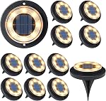 Éclairage solaire Étanche à l'extérieur - 2-in-1 Lumières de sol à énergie solaire à disque solaire extérieur lumière de paysage pour le pont Patio Yard Chemin de promenade Jardin de l'allée (Cool White, 12 Boîte)