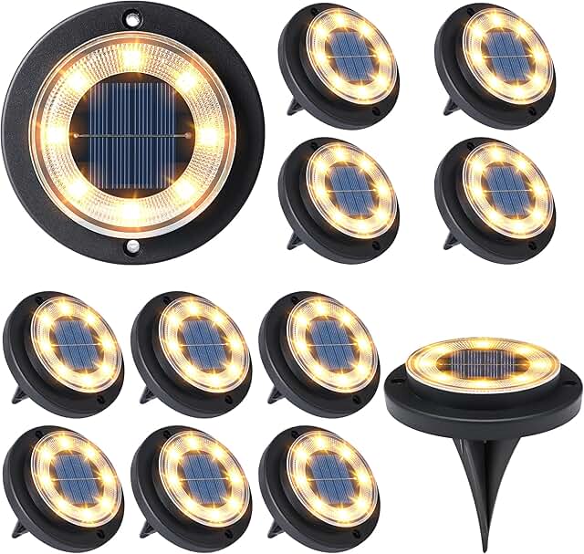 Flacchi Solar Ground Lights - Solar Powered Lights Outdoor Solar Disk Li...