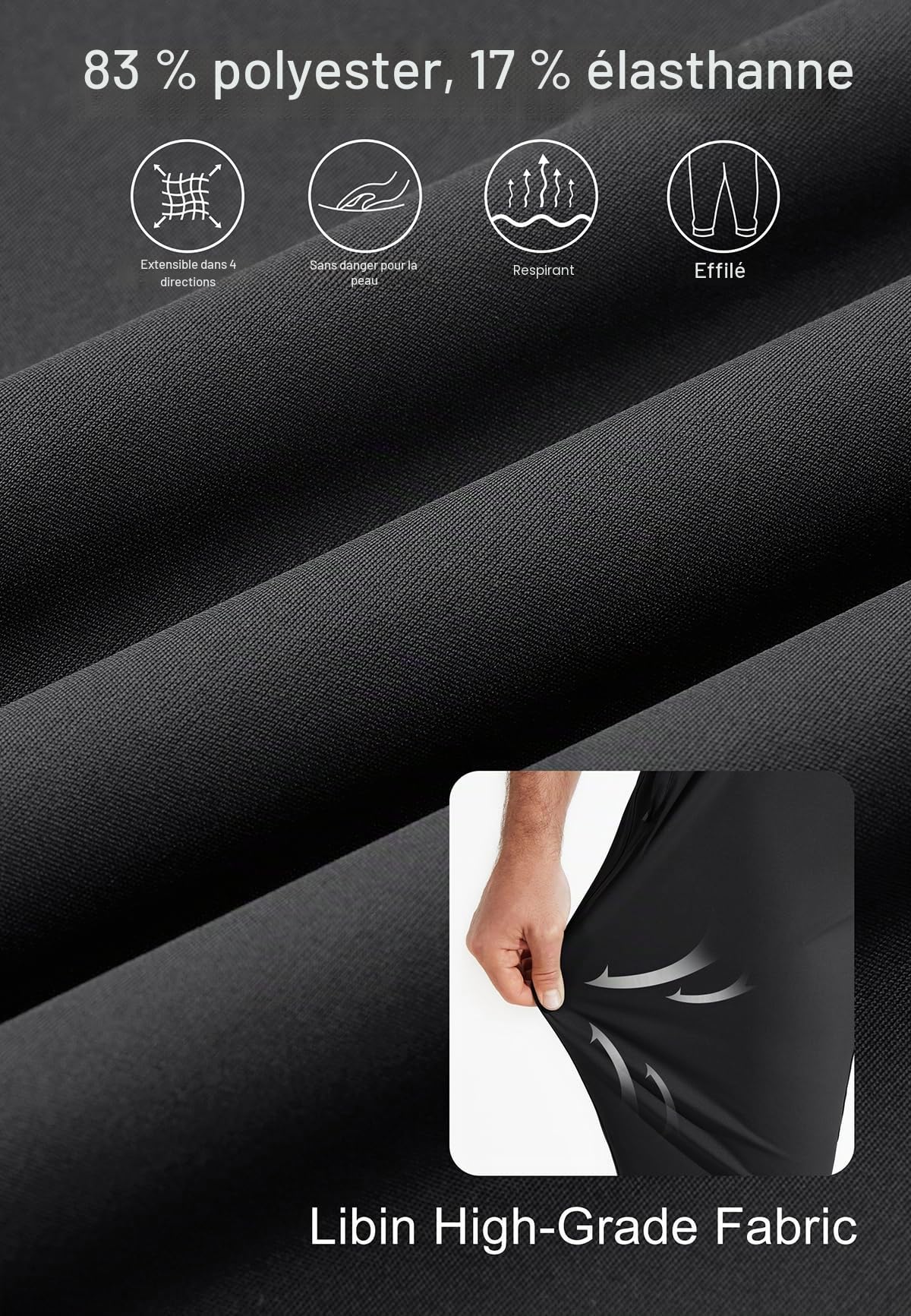 Libin Pantalon de Golf Homme Stretch Slim Golf Pantalon de Sport Jogger Travail Décontracté Pants avec Poches