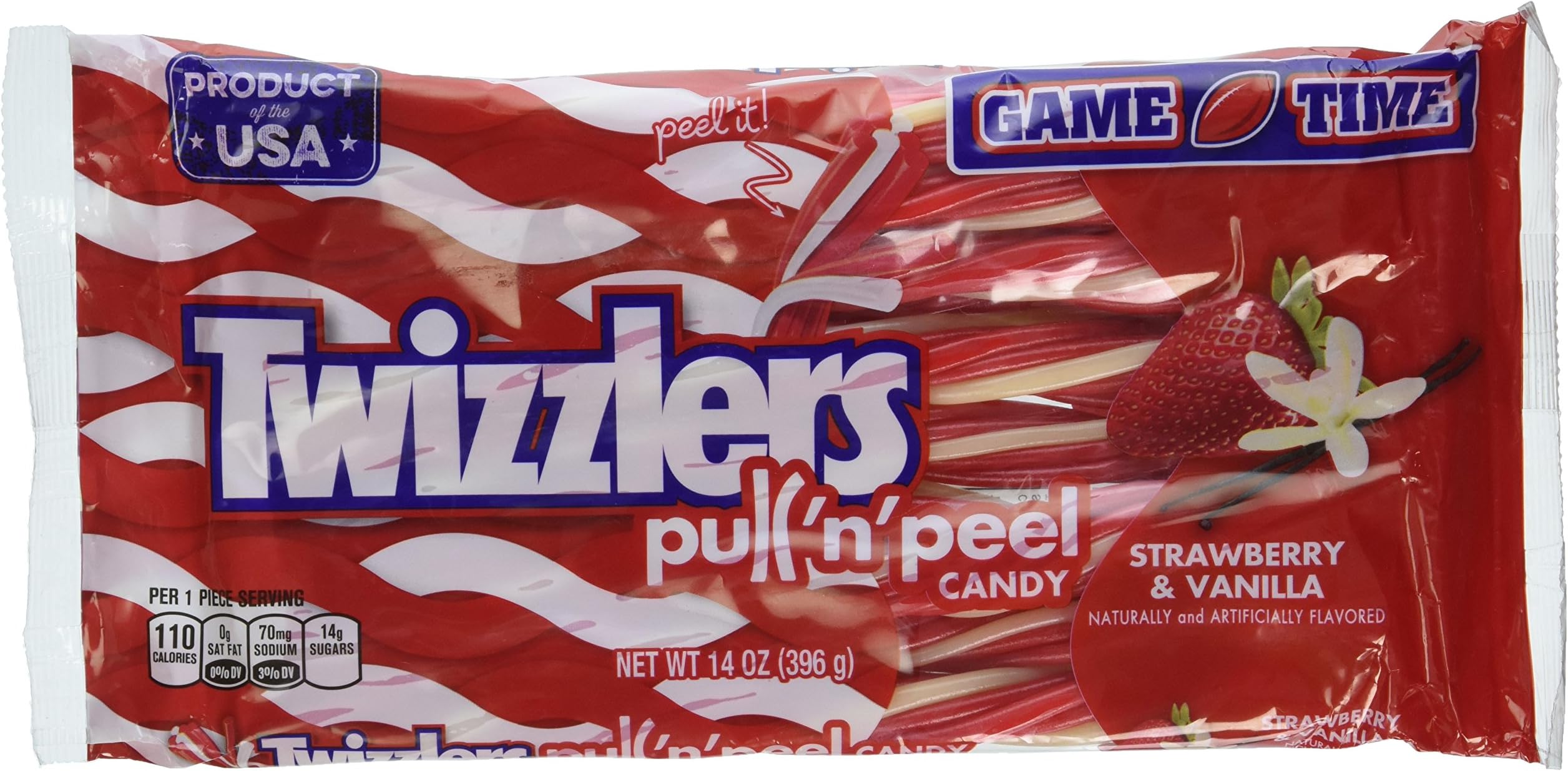 Twizzlers Pull 'N' Peel Candy, Limited Edition, Strawberry and Vanilla, TWO, 14 Ounce Packages