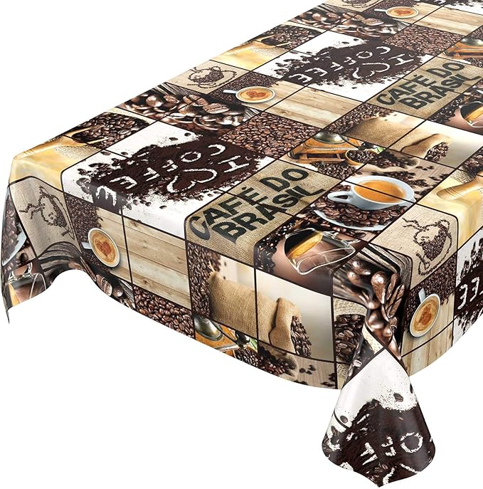 Wachstuchtischdecke abwaschbar Garten Tischdecke Wachstuch Rund Oval Eckig Indoor Outdoor Kaffee Braun 100x140cm