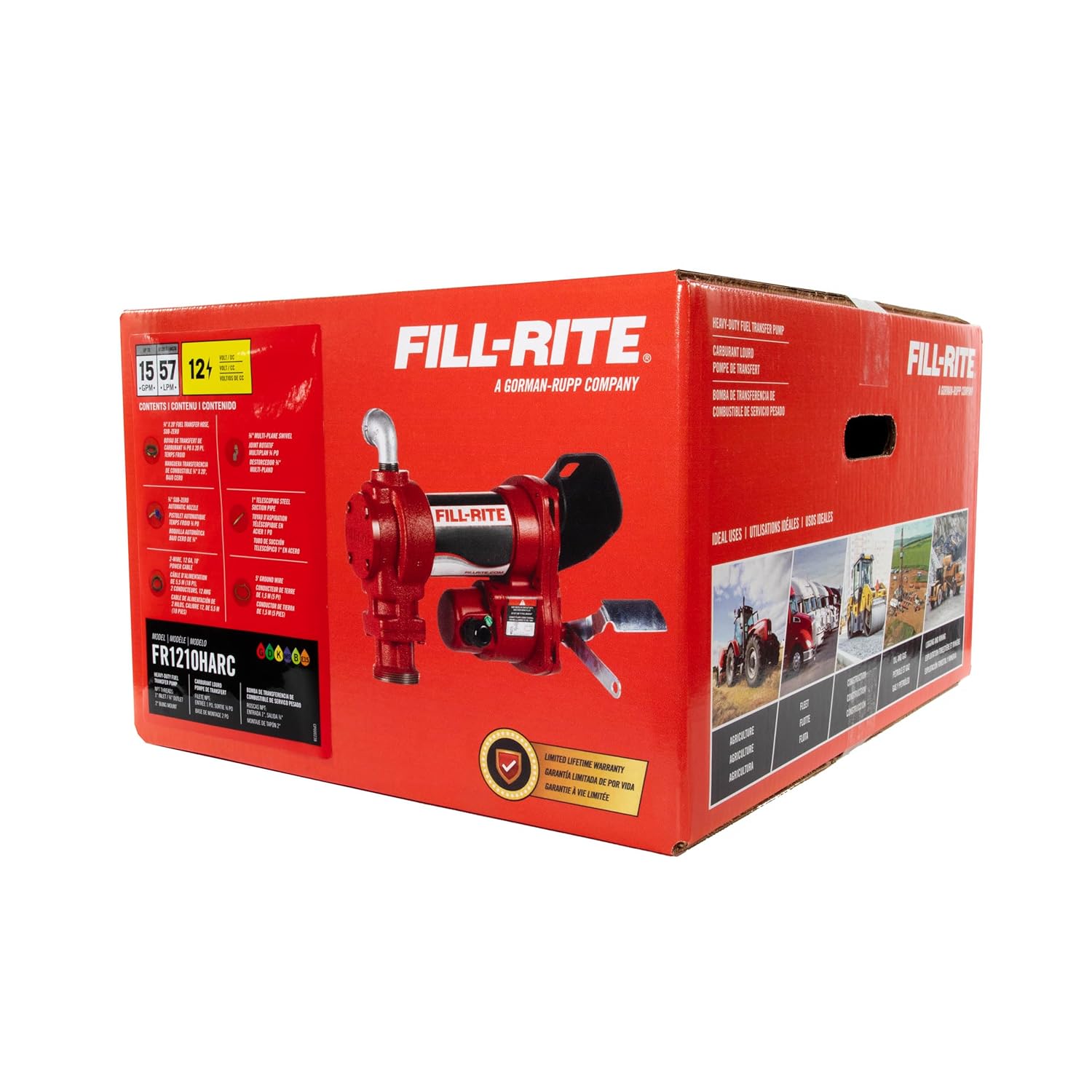 Fill-Rite FR1210HARC 12V 15 GPM Fuel Transfer Pump with Arctic, Cold Weather, Package | Gasoline, Diesel, Kerosene, Ethanol & Methanol Blends & Biodiesel