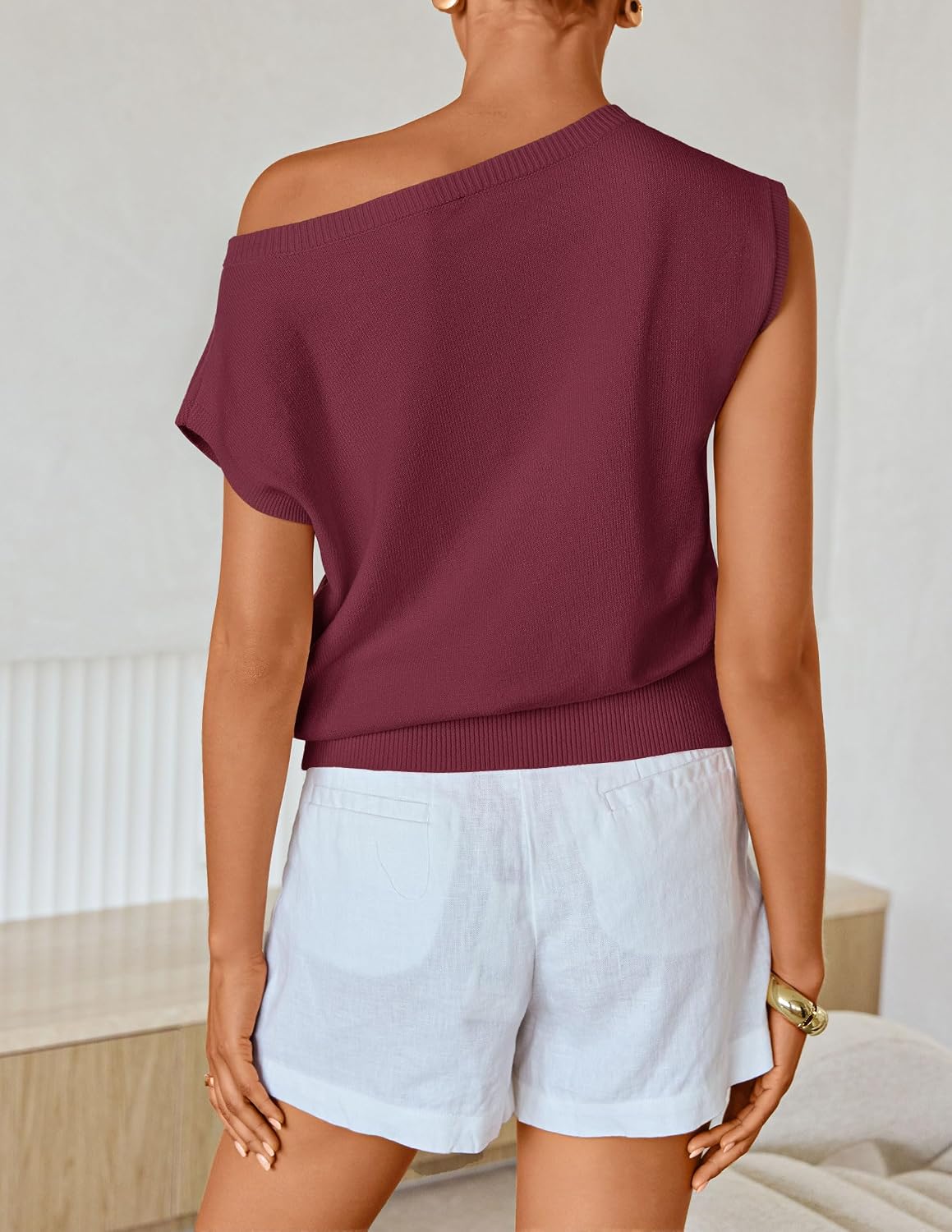 ZESICA Women's Summer Off Shoulder Short Sleeve Sweater Vest 2026 Floral Knit Loose Going Out Tops Trendy Cute Clothes