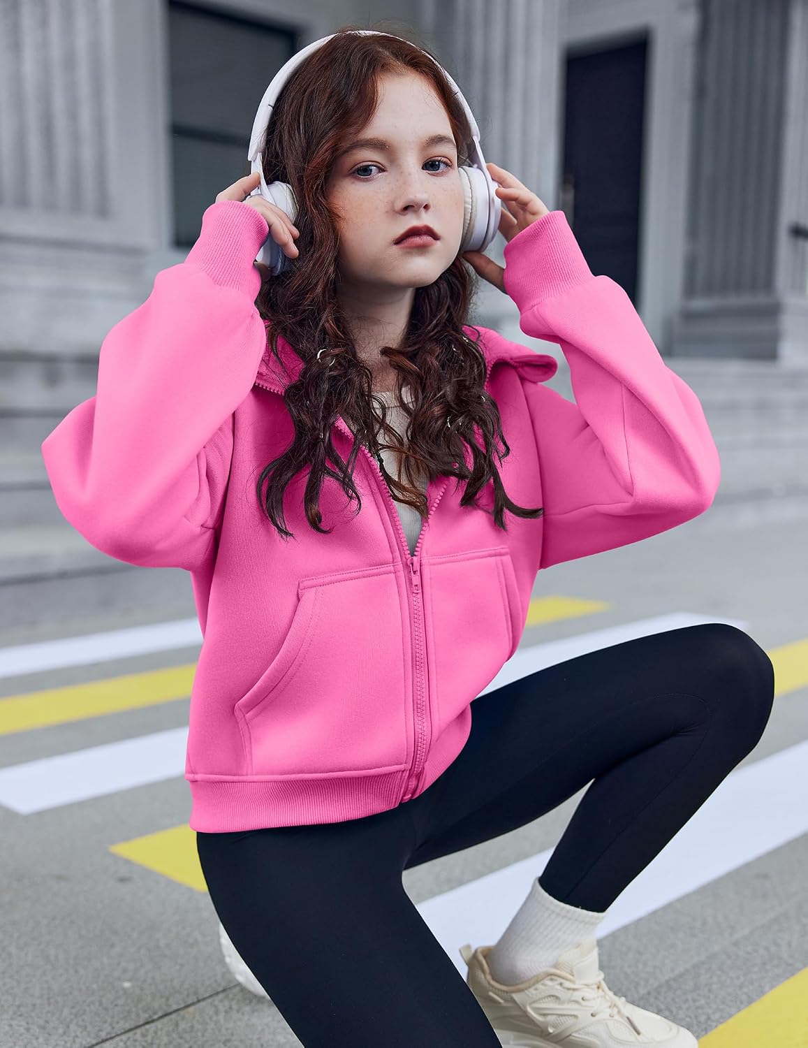 Arshiner Girls Zip Up Hoodies Teen Hooded Sweatshirts Fleece Jackets Kids Fall Fashion Outfits Winter Clothes