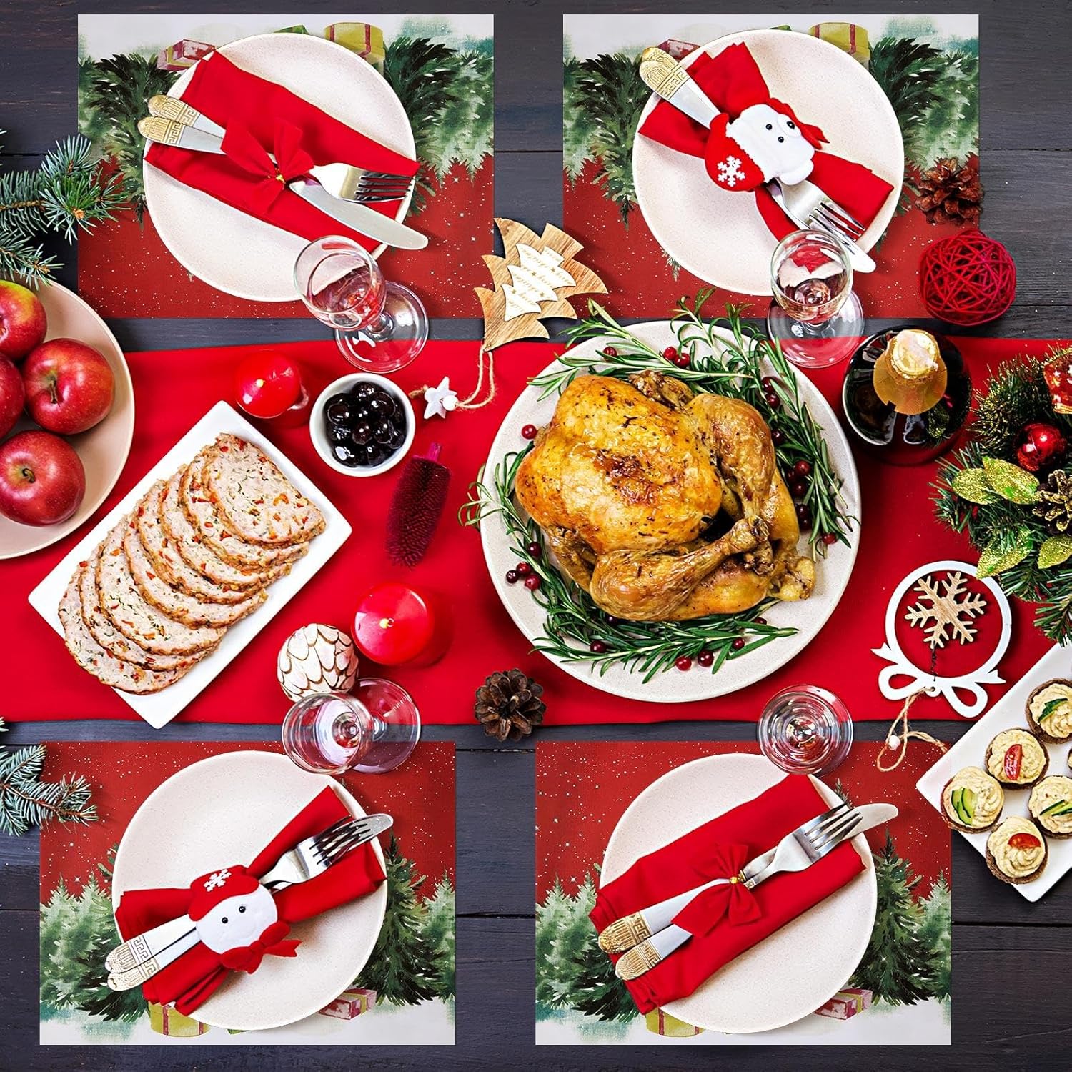 Lallisa 100 Pcs Christmas Snowman Paper Place Mats 14 x 10 in Disposable Paper Place Mats Dining Table Placemat Rectangle Kitchen Table Mat Place Mat for Christmas Wedding Party