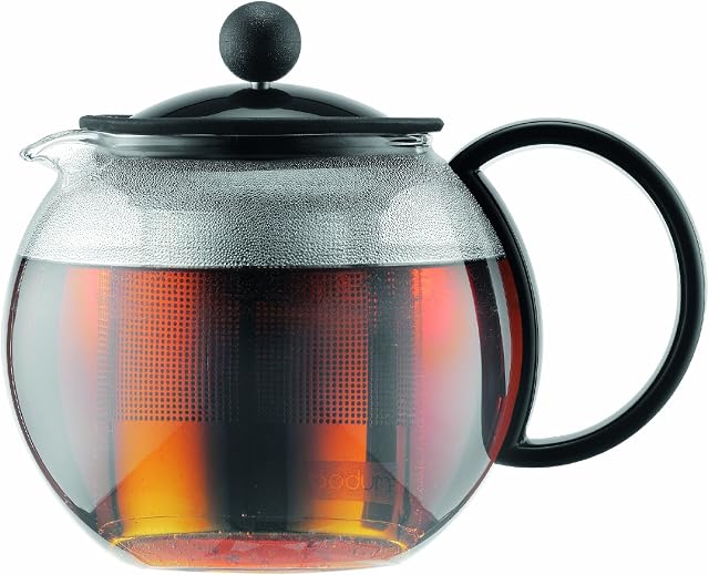 Bodum 1812-01 ASSAM Tea Maker (French Press System, Permanent Stainless Steel Filter, 0.5 L/17 oz) - Black/Transparent