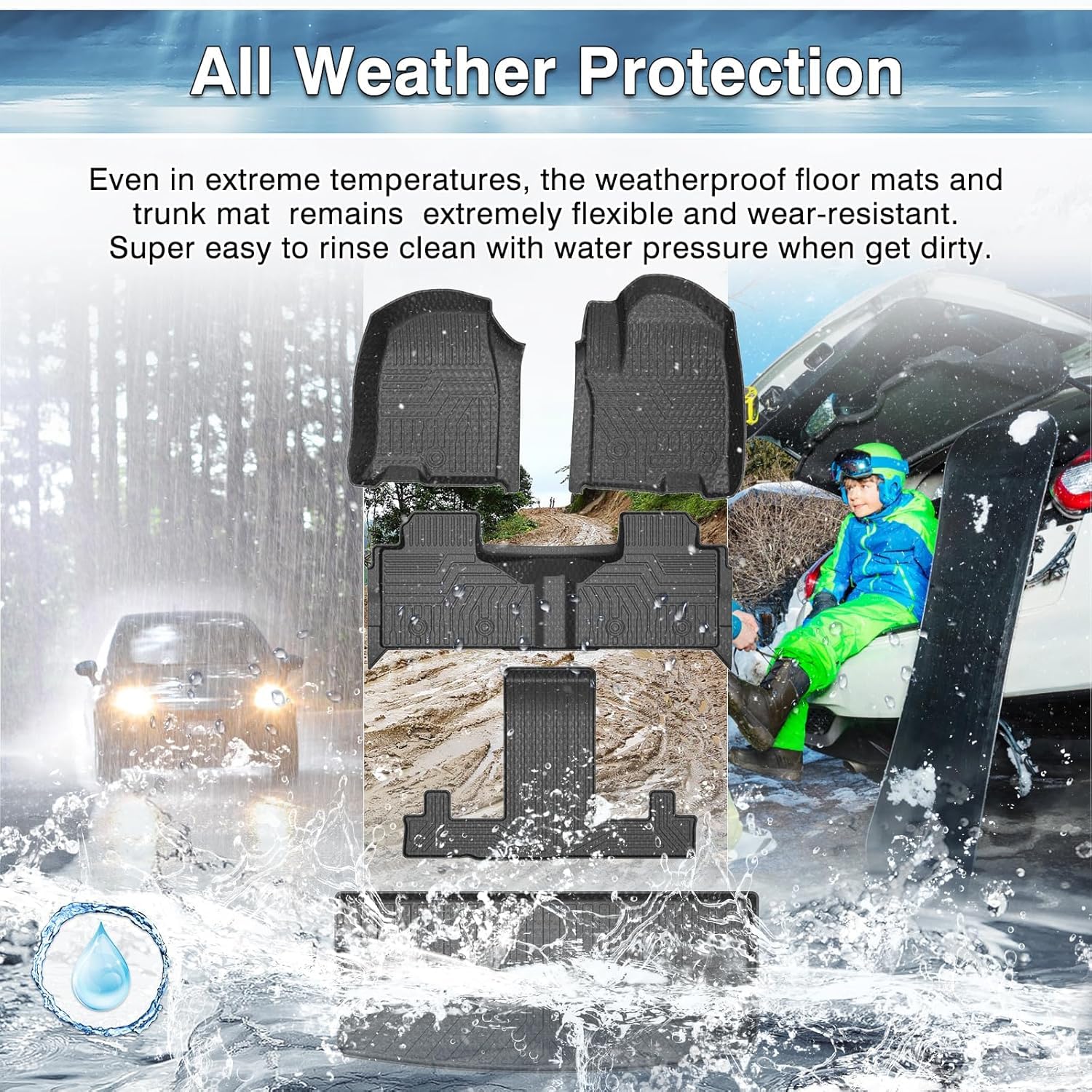 Mixsuper Floor Mats Cargo Liner for Chevy Tahoe GMC Yukon Cadillac Escalade 2021-2026 7 Seats Not for Yukon — view 5