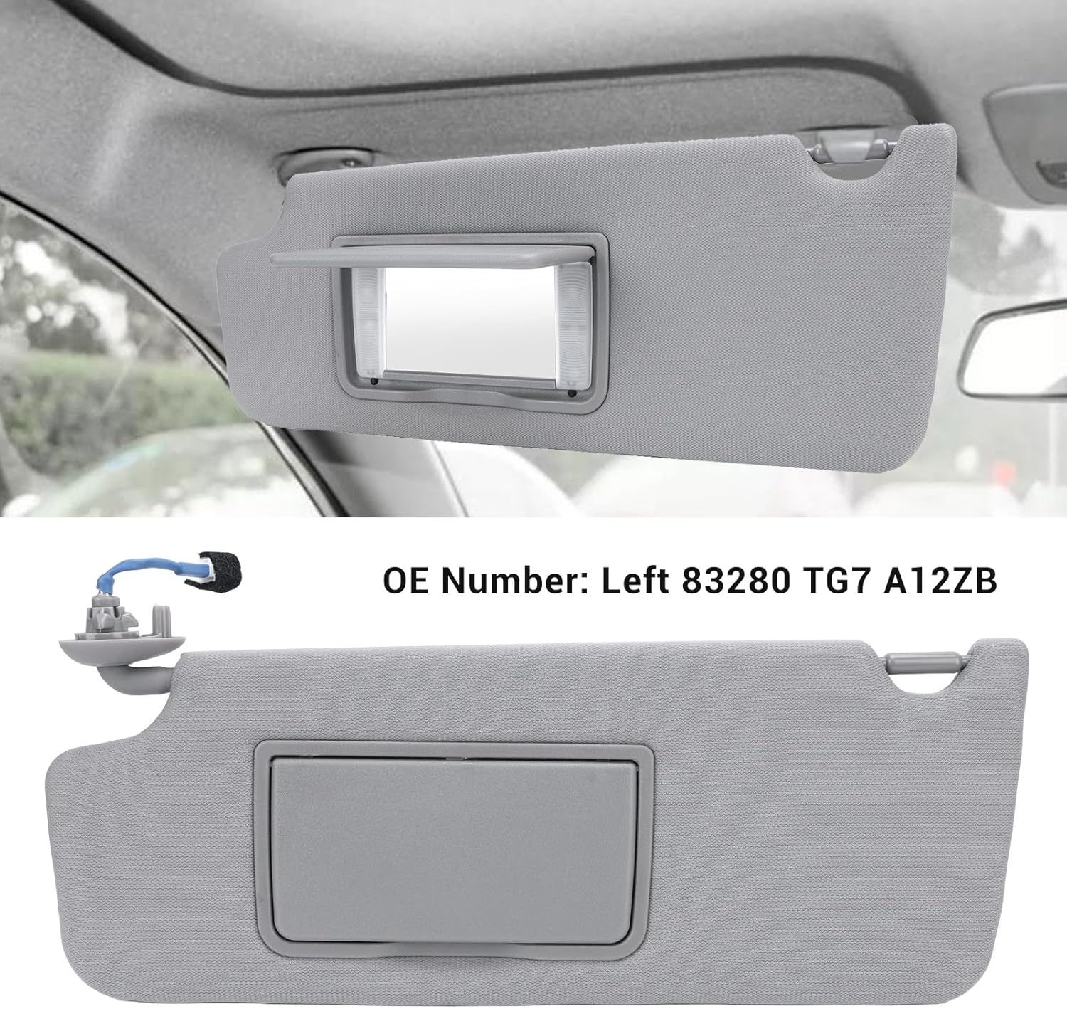 Sun Visor for Car Left Right Driver Side, Car Sun Visor Replacement with Vanity Mirror for 2017 to 2022, Automotive Sunvisor Extension Shade Replacement, Auto Accessories (Left)