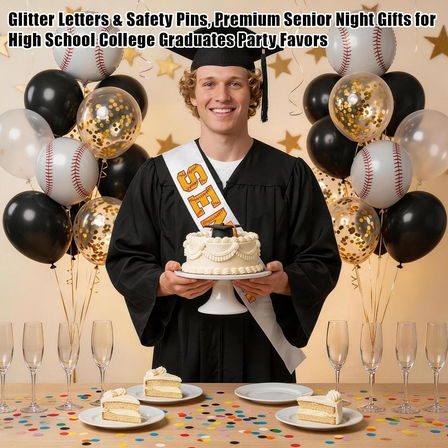 Senior Softball Sash 2027, 6 Pack Graduation Celebration Senior 2027 Sash Softball Theme Letters, Sport Themed Cheer Grad Class of 2027 Senior Night Supplies