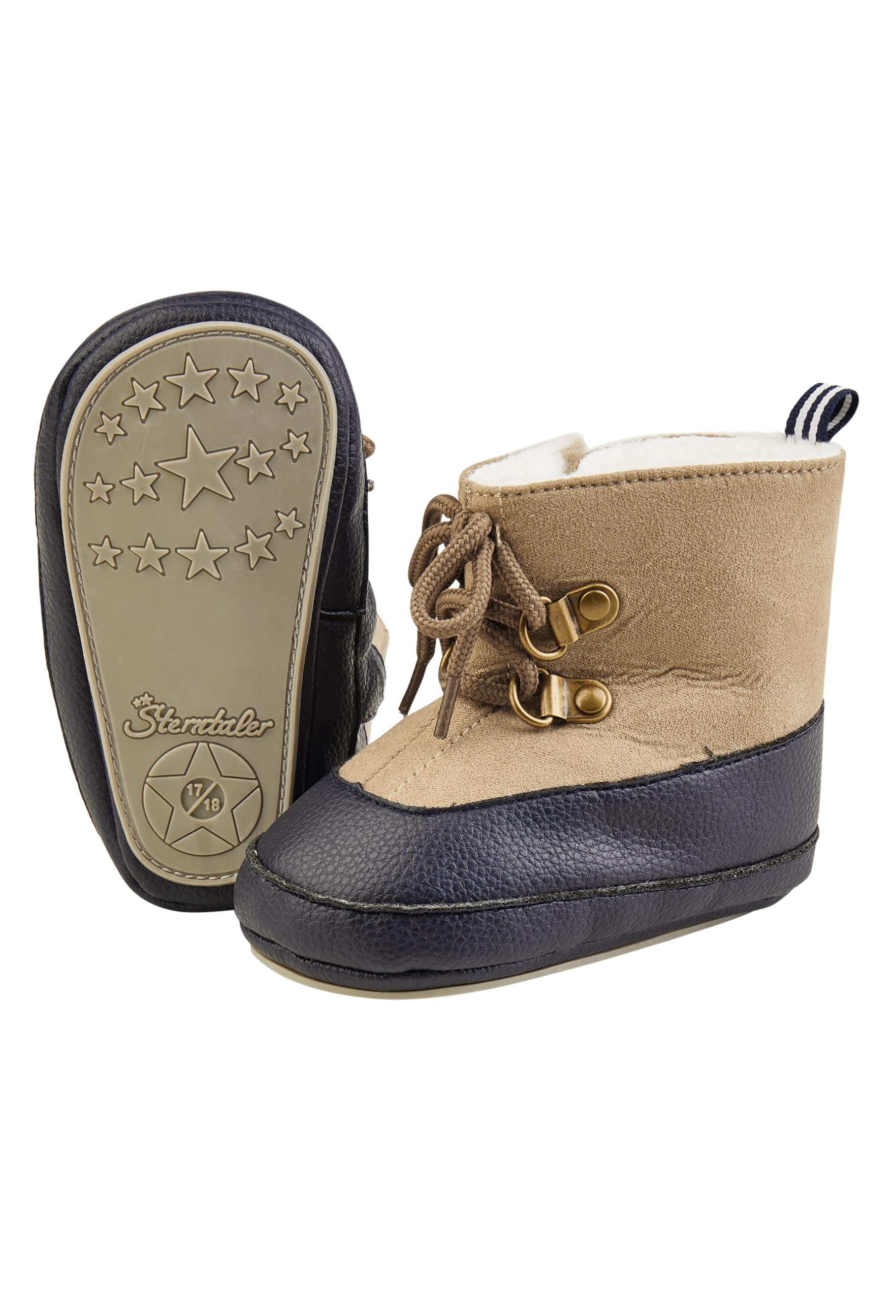 Sterntaler Babystiefel, Jungen - Baby Schuhe mit aufgenähter und rutschfester Sohle, Klettverschluss und Schnürsenkel