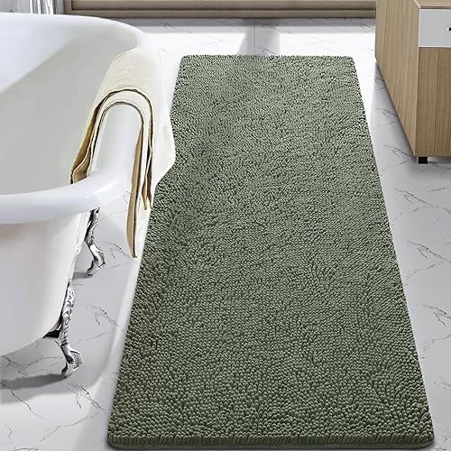LOCHAS - Tapete de lujo, peludo, lavable, antideslizante y absorbente, para baño o ducha, afelpado, de felpilla, suave, 24 x 60 pulgadas, verde disponible en Yaxa Costa Rica