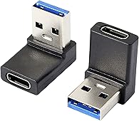 Right Angle USB A Male to USB C Female Adapter,90 Degree USB3.0 to Type C Cable Connector Support unidirectional Sides 5Gbps & Data Transfer, for Laptops,Phone,PC - 2 Pack (Balck Down Angle)