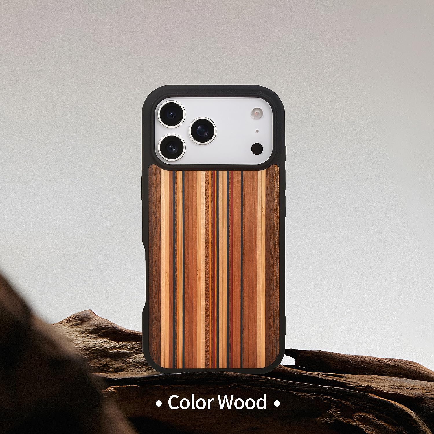 Étui magnétique en bois pour iPhone 17 Pro. Coque de protection antichoc unique et chic. Compatible avec le chargement magnétique MagSafe. (Couleur bois, iPhone 17 Pro (6,3")