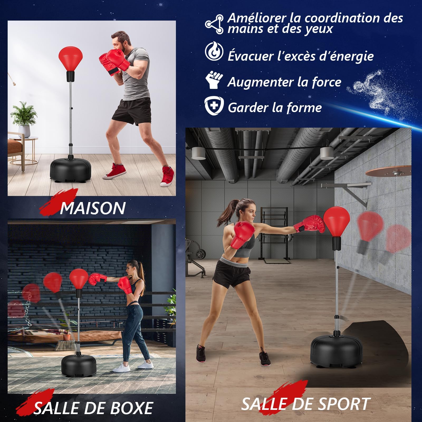 GOPLUS Sac de Frappe Adulte Enfant, Sac de Boxe avec Gants, 4 Niveaux de Réglage en Hauteur, Entraînement d'arts Martiaux Mixtes