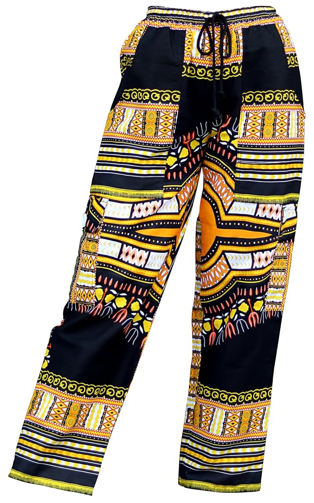 DAIKI Loose and Casual Ladies Cotton African Dashiki Pants Cargo Khakis Ankara Art