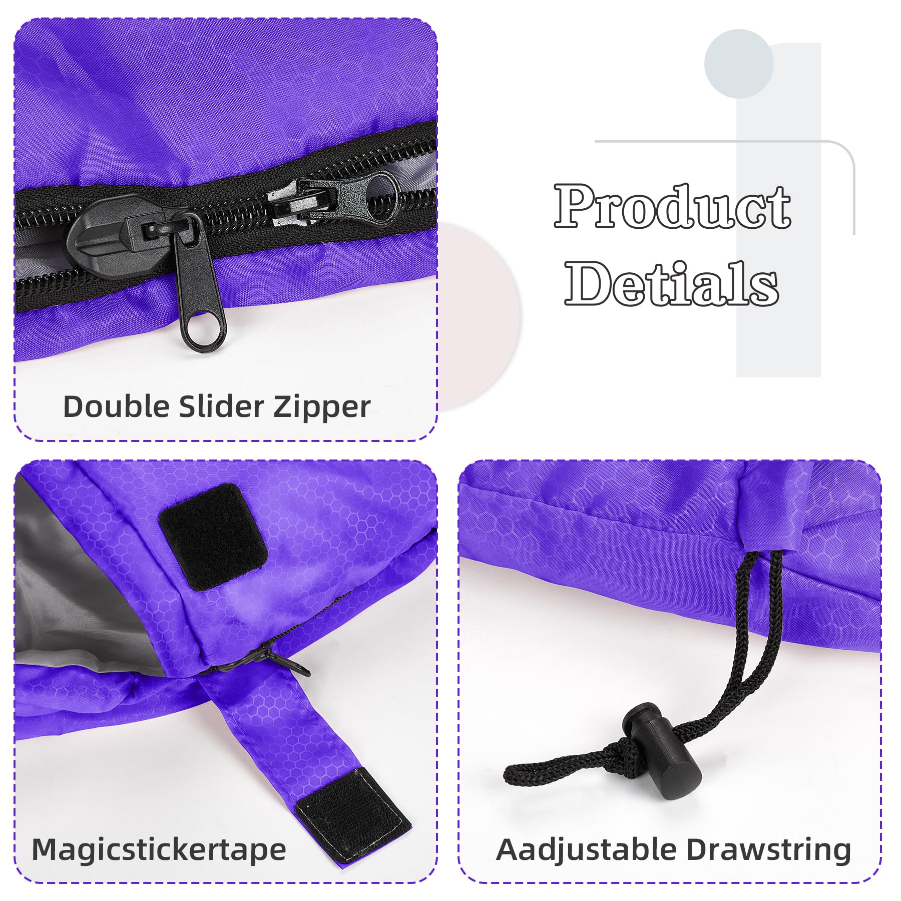 Zusentee Sacco a Pelo Estivo Invernale per Adulti e Bambini, Sacci a Pelo 4 Stagioni in Resistenti Impermeabile Ultraleggero e Compatto, Portatile Busta Rettangolare per Campeggio