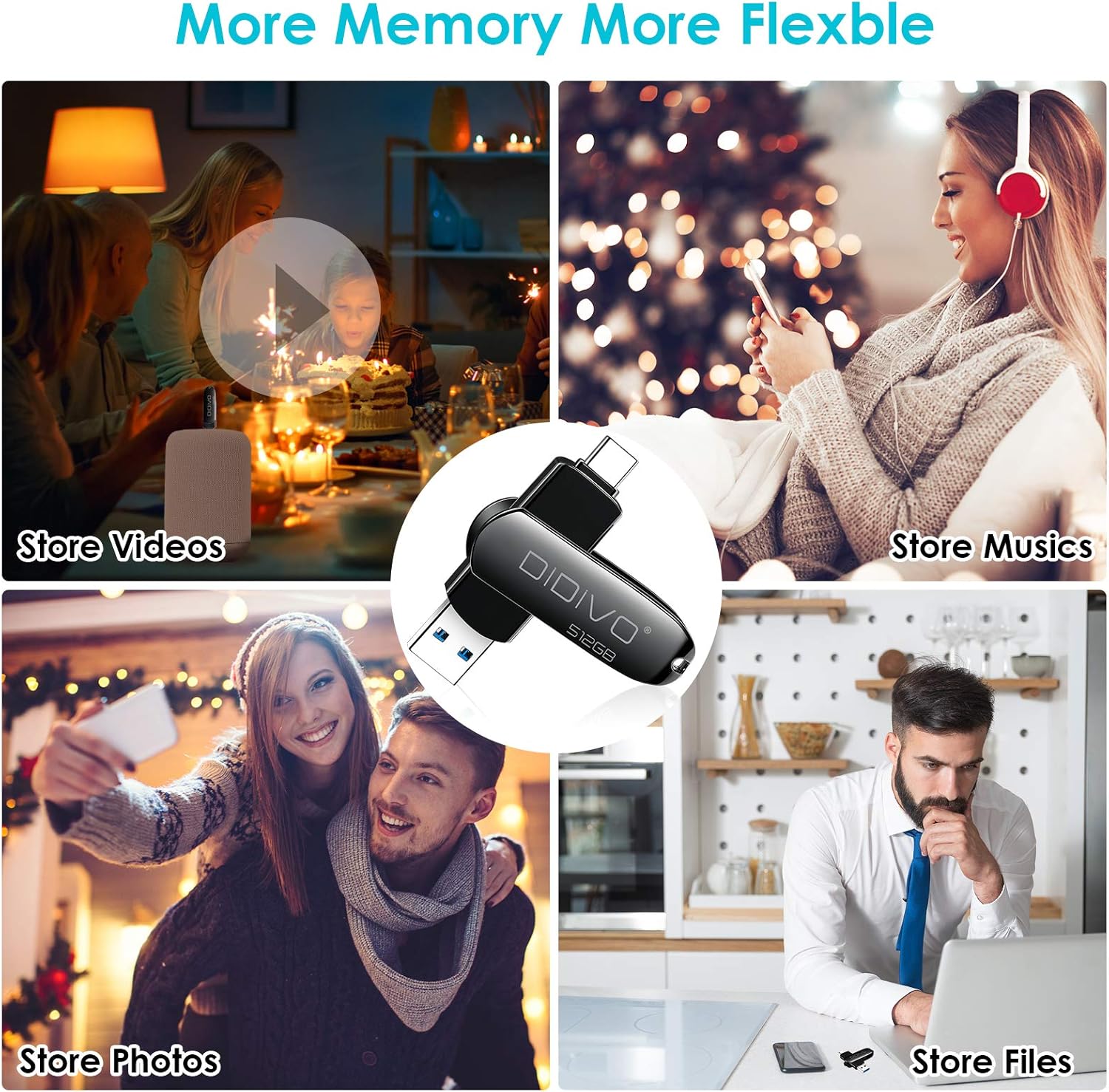 Blасk Frіdау Clеаrаnсе DIDIVO 512GB USB C Flash Drive Type C USB Flash Drive 2 in 1 Dual USB 3.0 Flash Drive High Speed Metal Thumb Drive USB Drive Memory Stick USB C 512GB for PC, Tablet, MacBook,USB-C Smart Phone