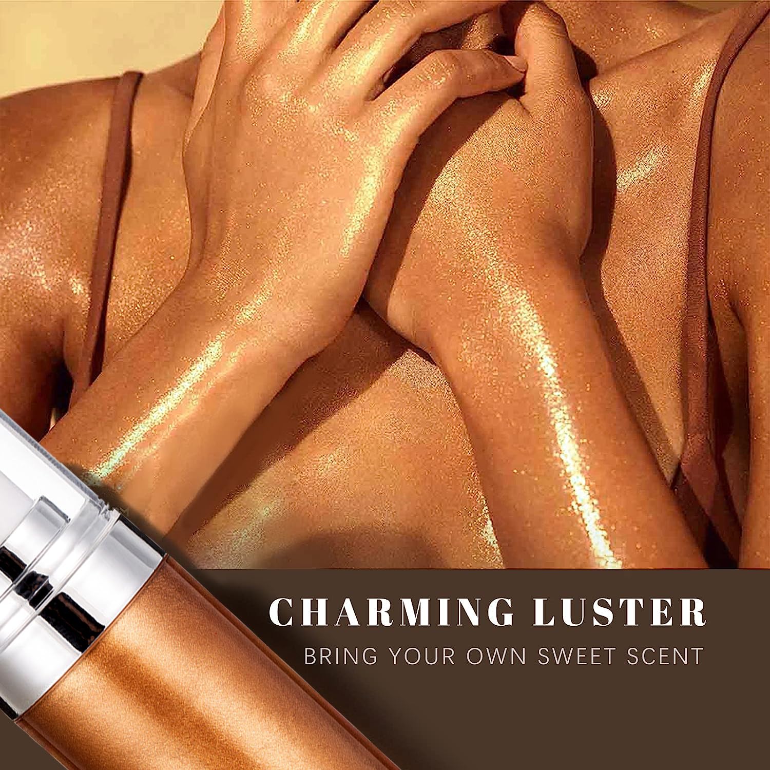 Body Highlighter Shimmer Lozione Corpo, Crema Liquida per il Trucco del Corpo con Glitter, Leggero e Non-appiccicoso, Crema Liquida Idratante e Luminoso Evidenziatore Del Corpo Illuminante Makeup