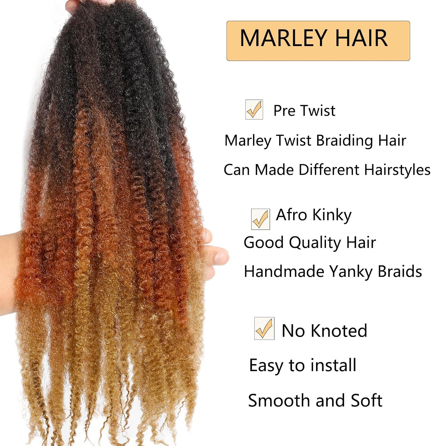 105 Strands Marley Twist Braiding Hair 16 Inch Marley Twist Hair Long 3 Tone Marley Hair for Faux Locs 7 Packs Afro Twist Hair Extensions (T1B-30-27#, 16INCH(pack of 7))