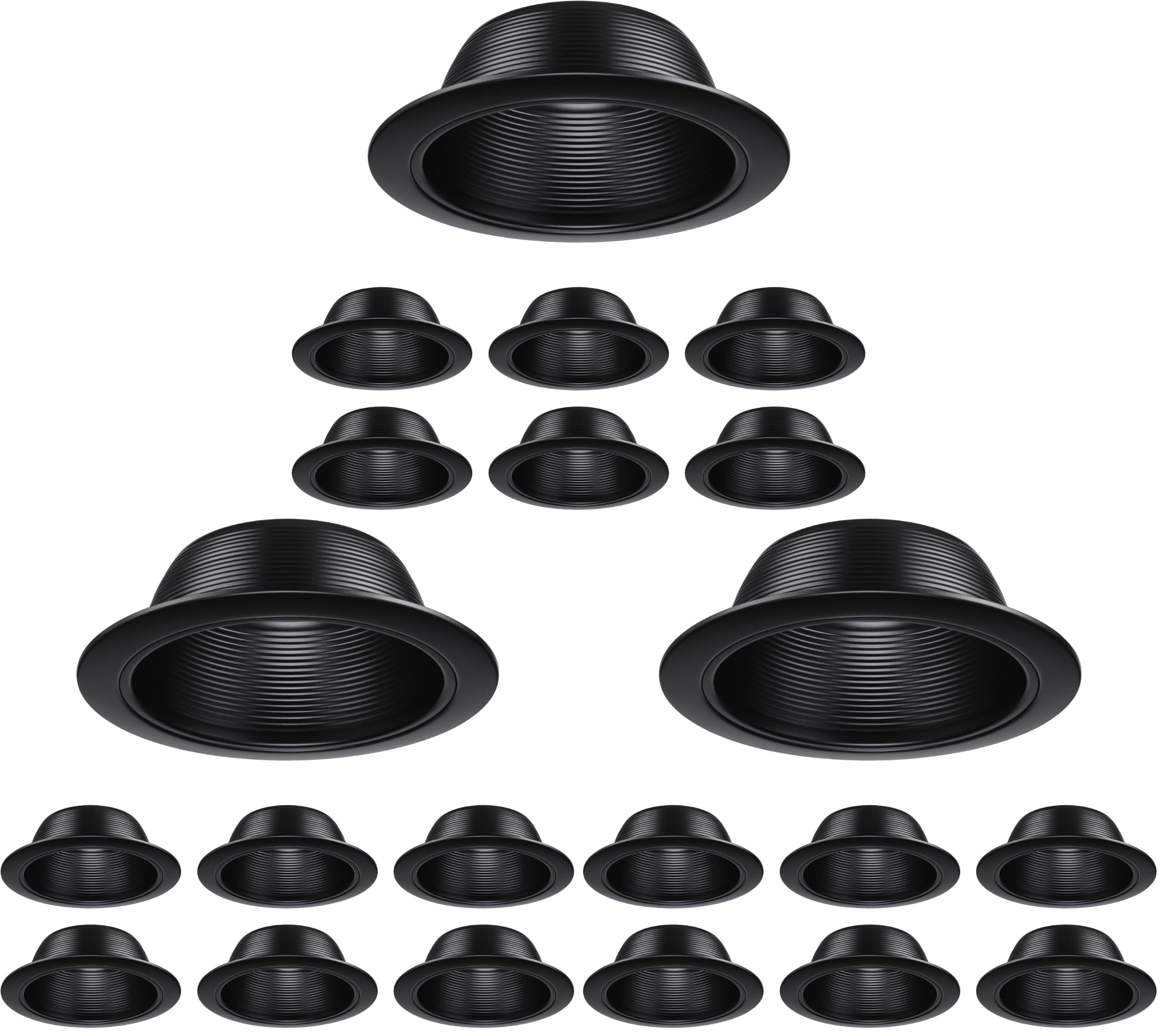 TORCHSTAR 18-Pack 6 Inch Recessed Light Trim, Step Baffle, Black